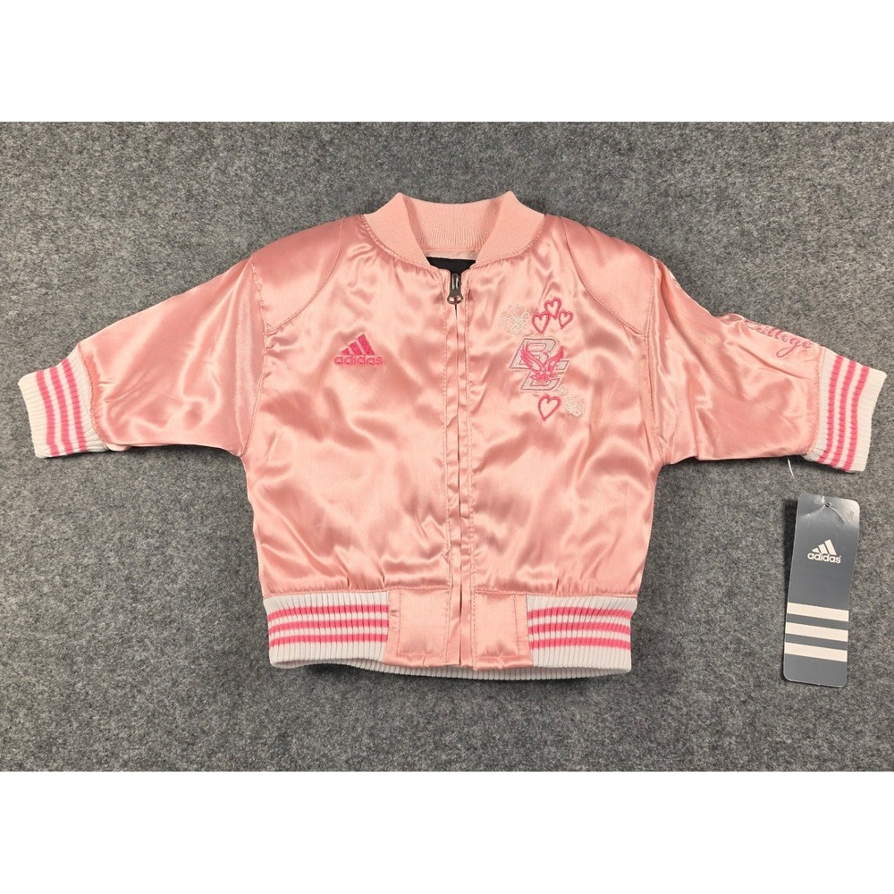 Adidas Boston College Eagles Pink Satin Bomber Jacket NWT 3/6 Months RQ419VF